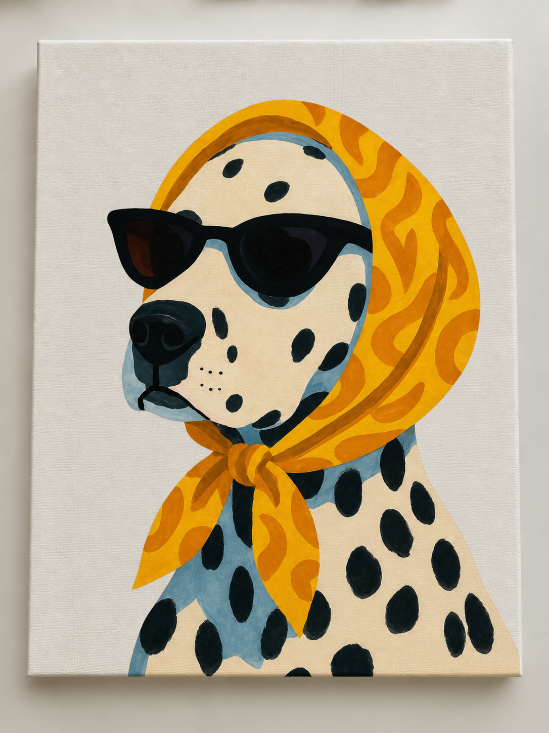Dalmatian dog DIY rhinestone art kit on cradled canvas
