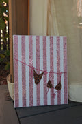 Pink striped bikini DIY rhinestone art kit on cradled canvas